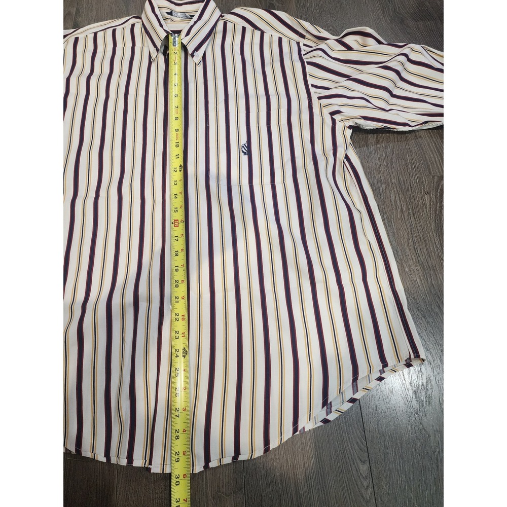 Vintage 90s Nautica Striped Button Down Shirt Men's XL Made in USA Long Sleeve - Picture 7 of 8